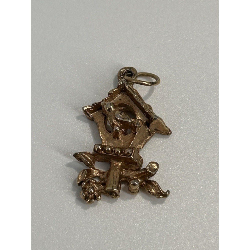 Vintage Gold Tone Cuckoo Clock Charm